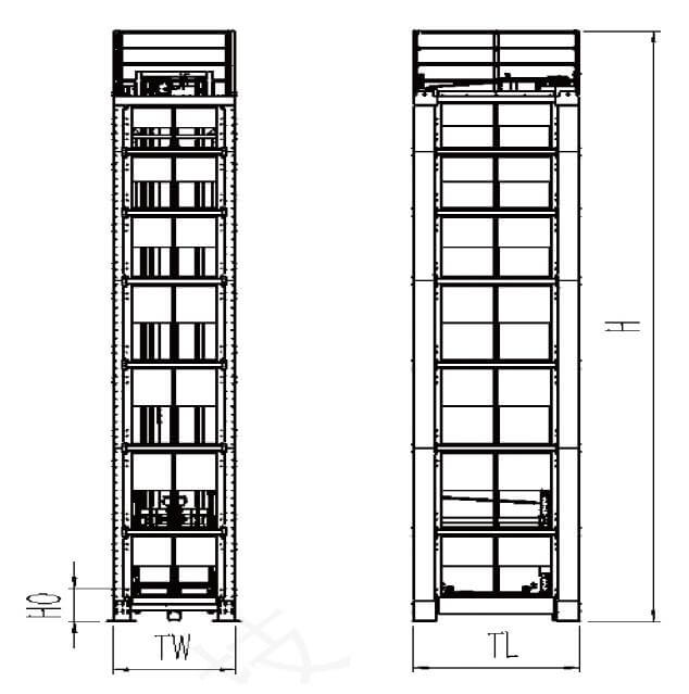 Pallet reciprocating elevator-pei